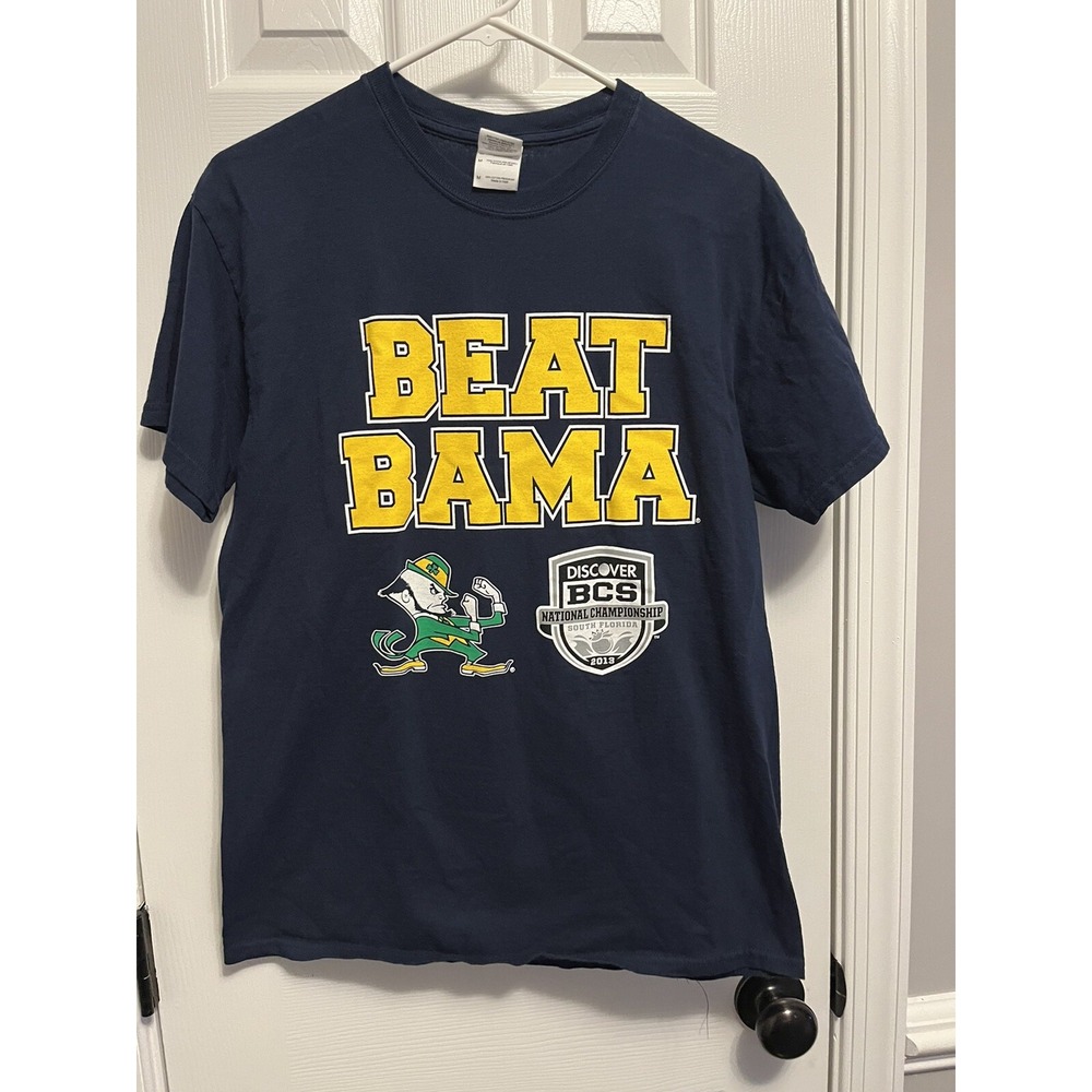 2013 Notre Dame beat Bama Navy Blue t shirt Men's medium. College Football.